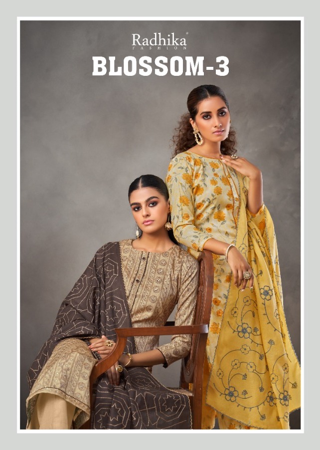 Radhika Azara Blossom Vol 3 Catalogue Cotton Designer Look Dress Material Wholesale Price