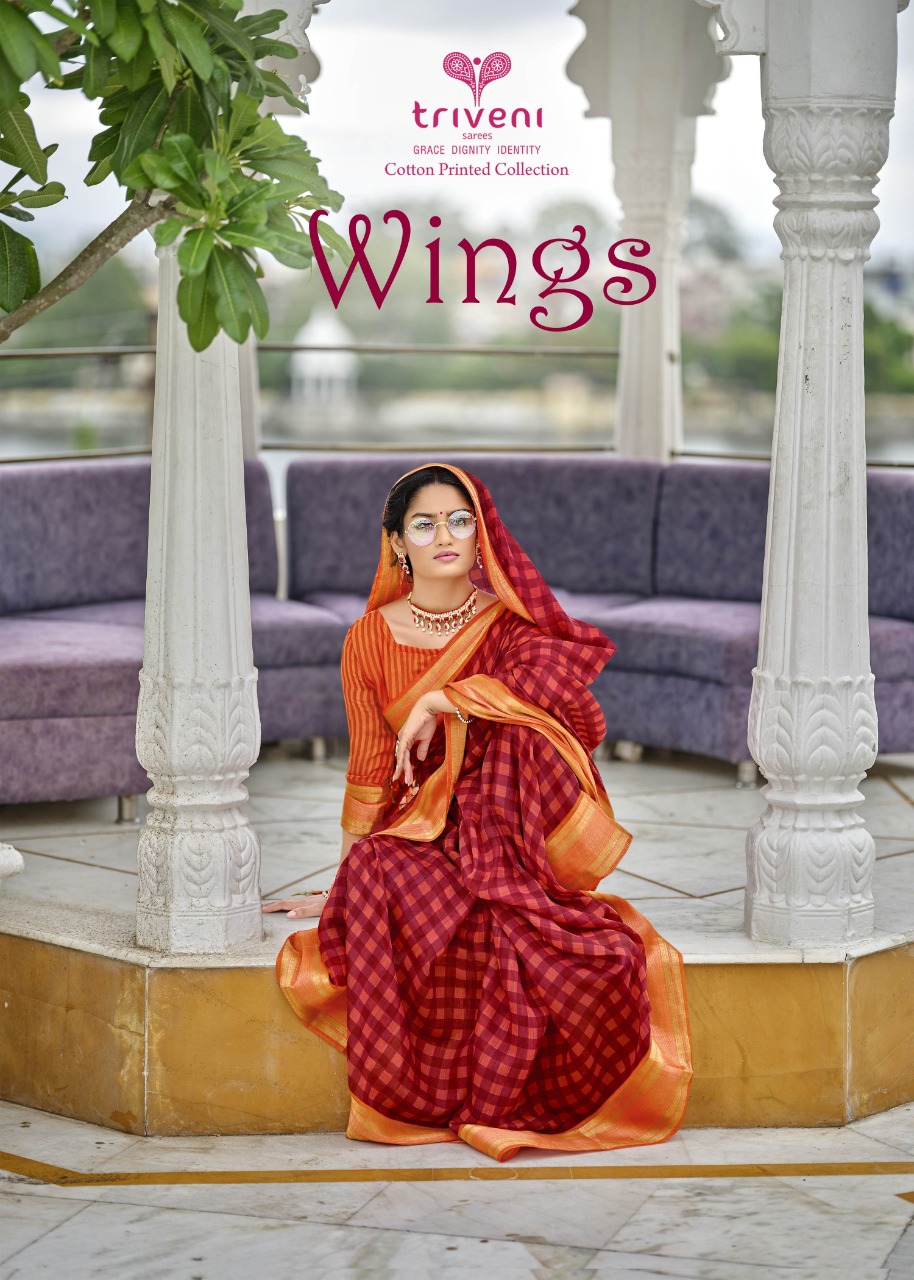 Triveni Presents Wings Cotton Linen Printed Sarees Catalogue Whoolesale Price