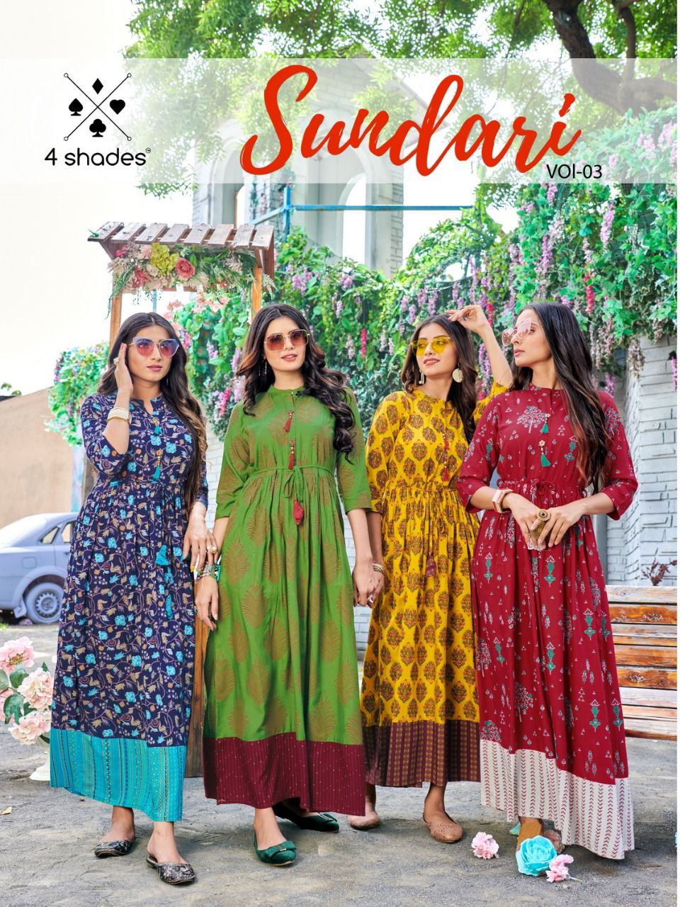 4shades By Bluehills Presents Sundari Vol 3 Rayon Flair Gown Collection Wholesale Price