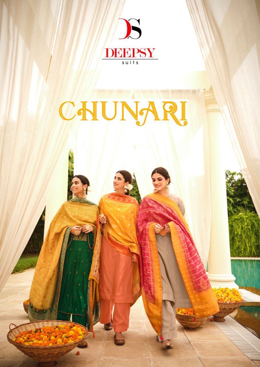 Deepsy By Chunari 11601-11606 Series Tussar Silk Fancy Party Wear Salwar Kameez Wholesale Dealer Surat