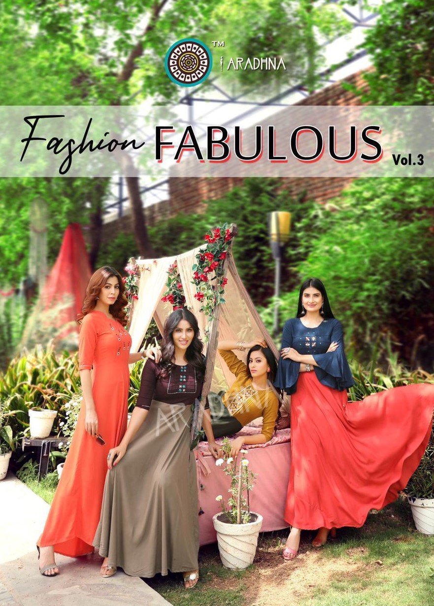Aradhna Fabulous Vol 3 3001-3012 Series Reyon Lonk Kurti Pattern Wholesale Dealer Online India