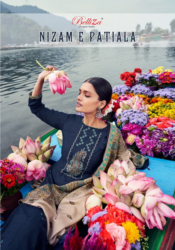 Belliza Designer Niazm-e-patiyala Pure Pashmina Salwar Kameez Catalogue Surat
