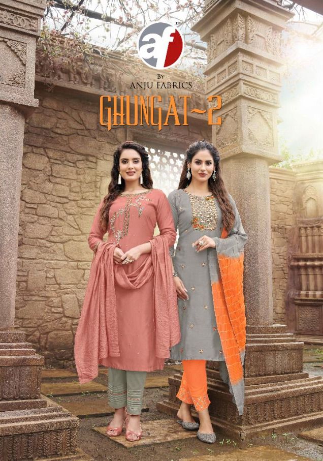 Anju Fabrics Ghunghat Vol 2 Designer Fancy Kurtis With Bottom Dupatta Set Surat
