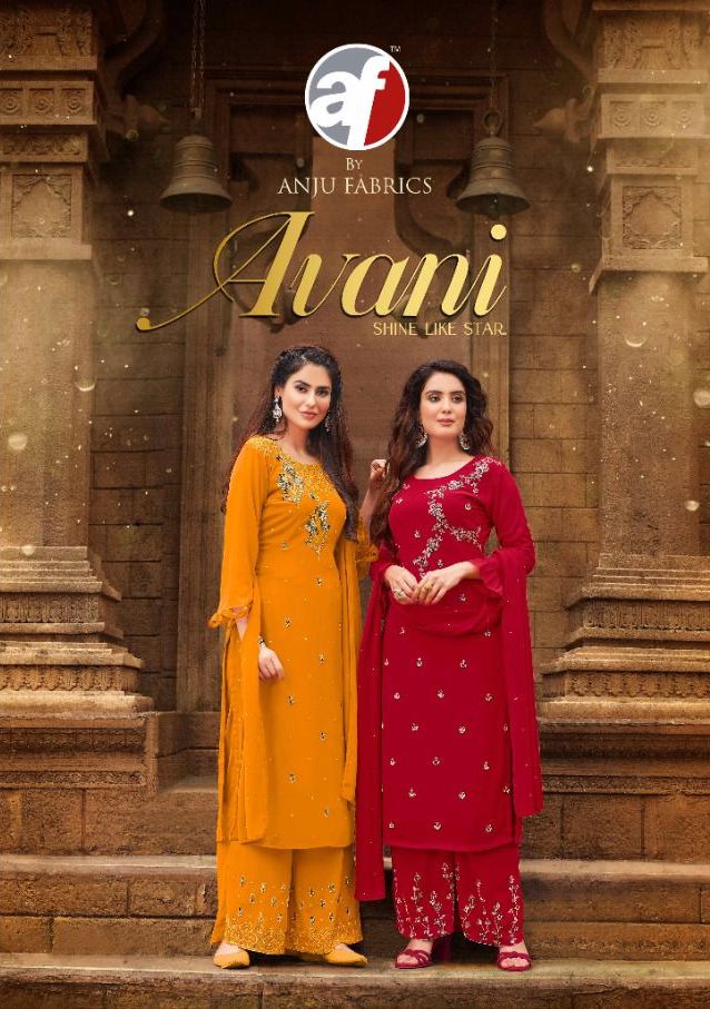 Anju Fabrics Avani Catalogue Fancy Kurtis With Bottom Dupatta Set Wholesale Price