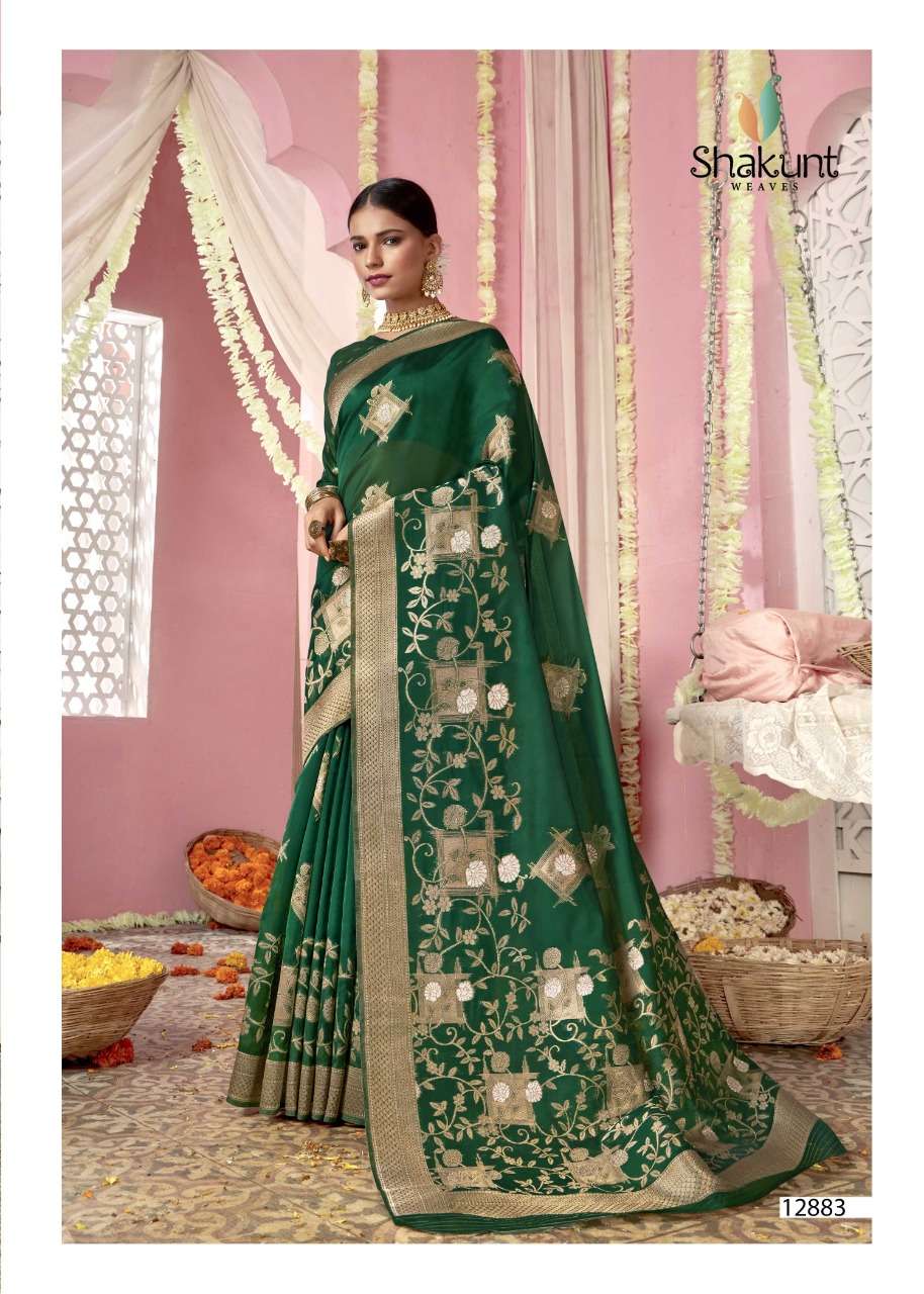 shakunt weaves 510 series party wear designer saree catalogue collection 2021