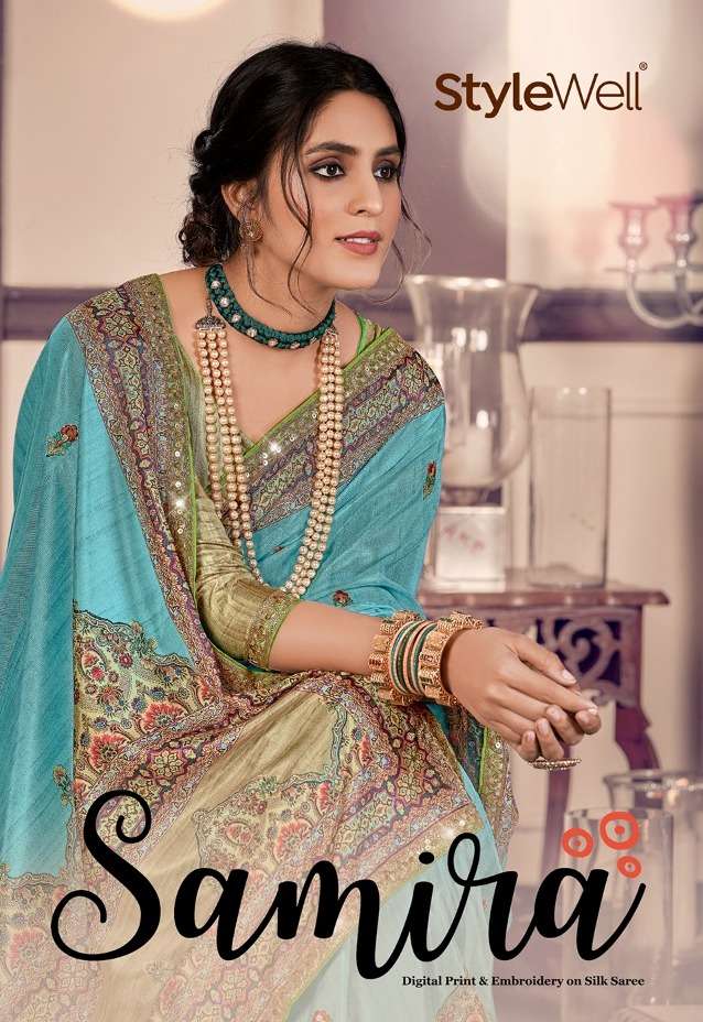 stywell samira 661-667 party wear designer saree catalogue wholesale price surat 