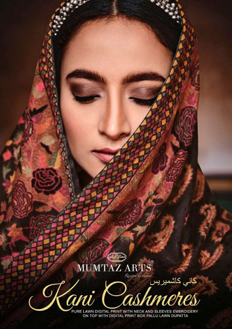 mumtaz arts kani cashmeres 4001-4008 series stylish designer suits catalogue wholesaler surat