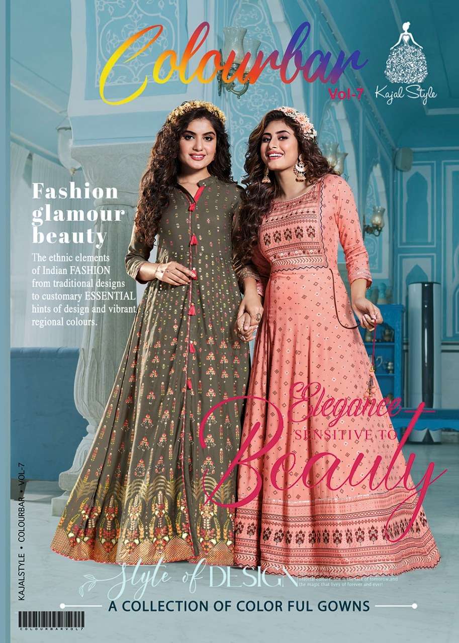  kajal style colourbar vol 7 fancy designer long dress for girls and women