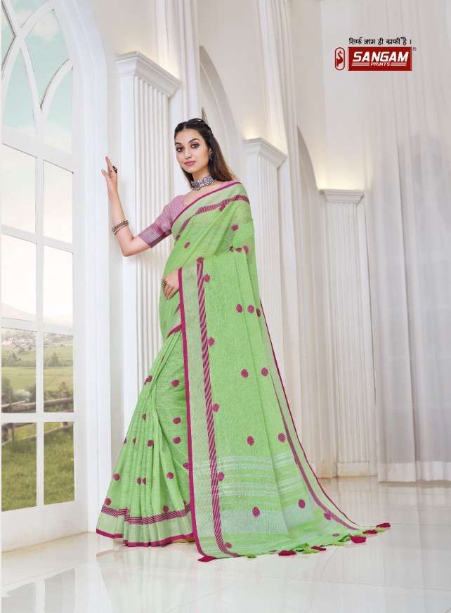 sangam prints aliaa 6015-6020 series fancy designer saree catalogue manufacturer surat