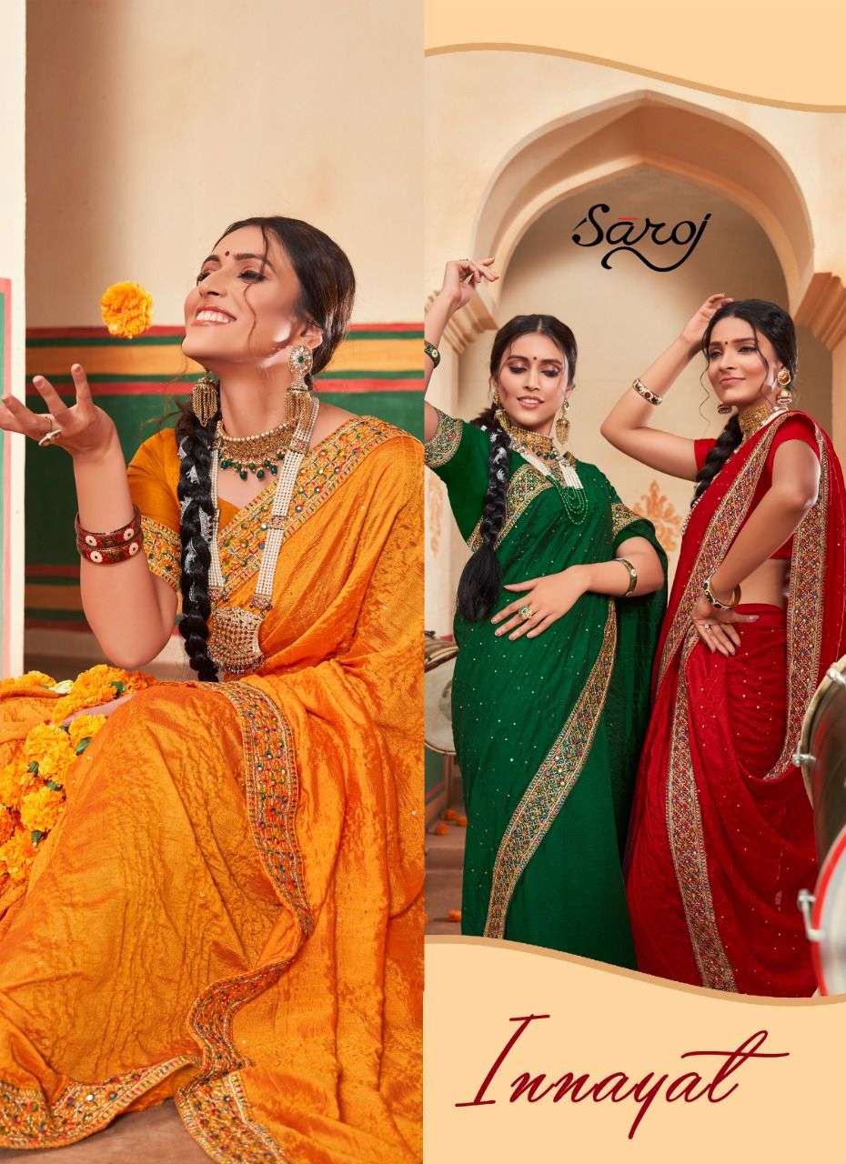saroj innayat exclusive designer saree catalogue manufacturer surat
