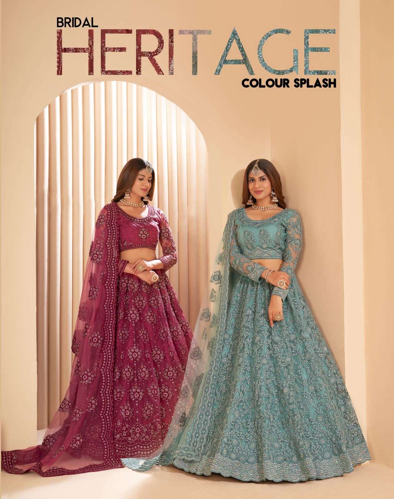 alizeh bridal heritage colour splash 1001-1008 colours lehenga collection wholesale price