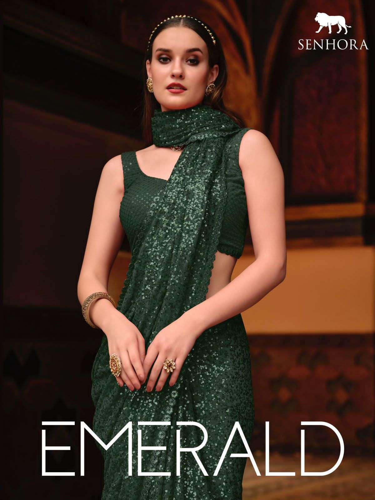 Senhora by emerald designer party wear georgette with sequance work saree online seller  at surat 