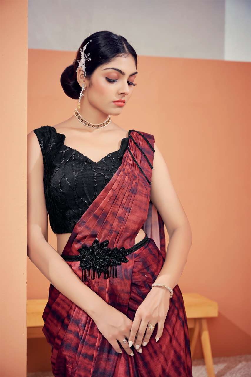 amoha trendz 1015909 pure chinon with work ready to wear sarees wholesale price surat