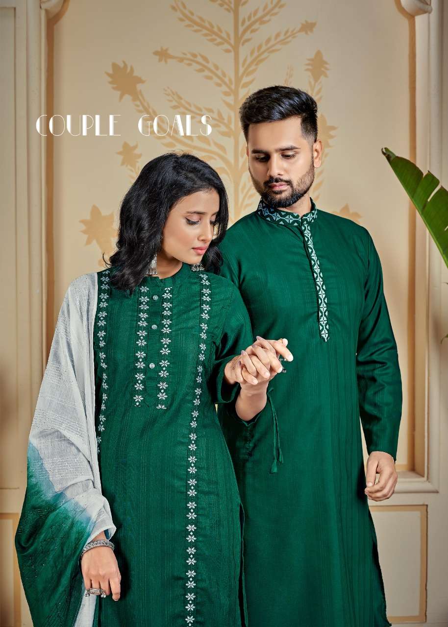 benwery fashion couple goals 1001-1006 series deosgner cotton handy combo kurti with kurta collection wholesaler surat