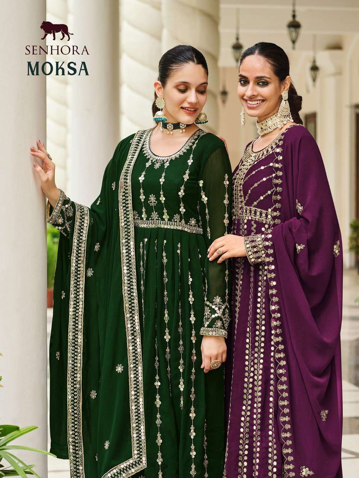 senhora dresses moksa 2068-2071 series party wear georgette salwar suits pratham exports surat