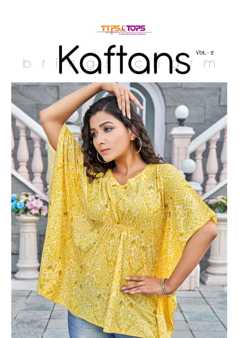 tips and tops kaftan vol 2 heavy rayon fancy printed kaftan collection wholesale price surat