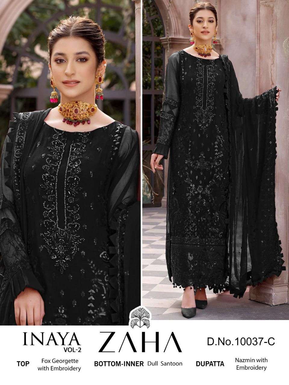 zaha 10037 hit designs colours georgette embroidered fancy salwar suits collection surat