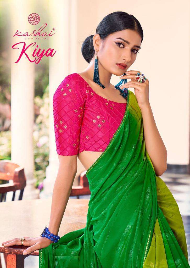 kashvi creation kiyaa 2591-2600 series zenon georgette fancy sarees wholesaler surat