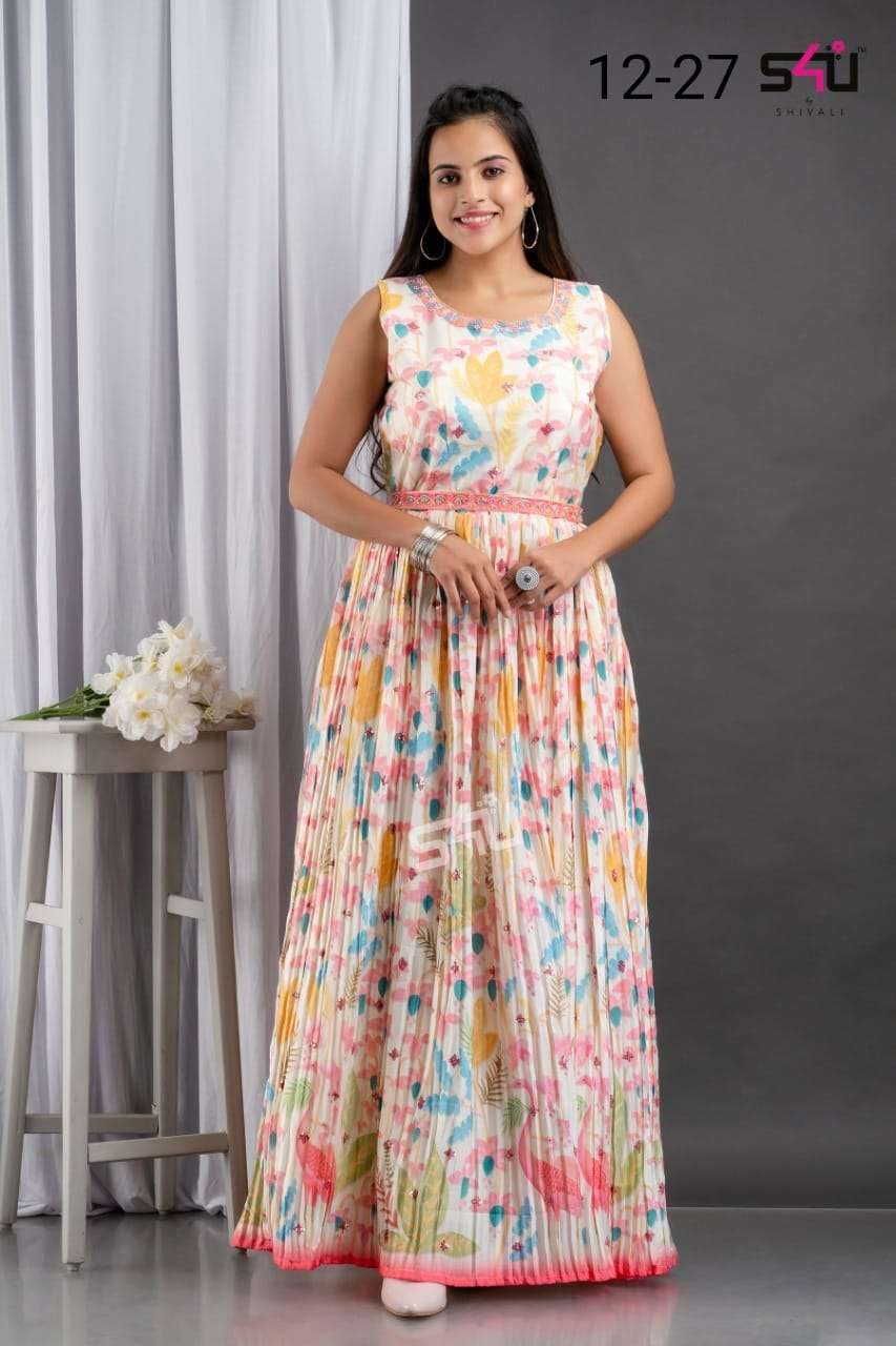 S4u 12-27 fancy stylish long gown collection wholesale price surat 