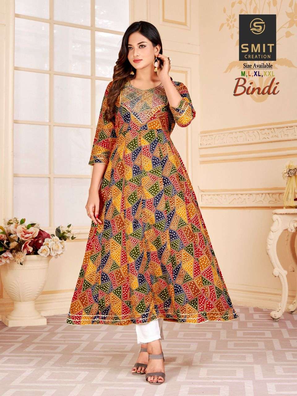 smit creation bindi 1001-1004 series fancy designer gown catalogue manufacturer surat 