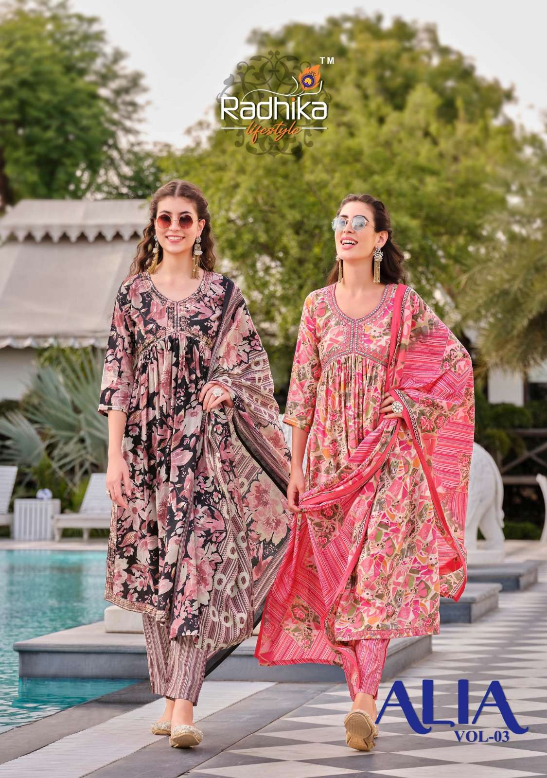 radhika lifestyle alia vol-3 3001-3006 series alia cut designer kurti catalogue online dealer surat