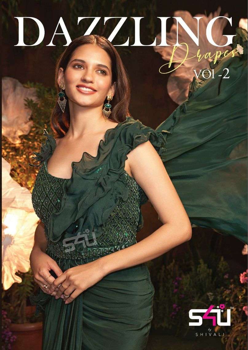 s4u dazzling drapes vol-2 readymade designer party wear saree catalogue wholesale surat