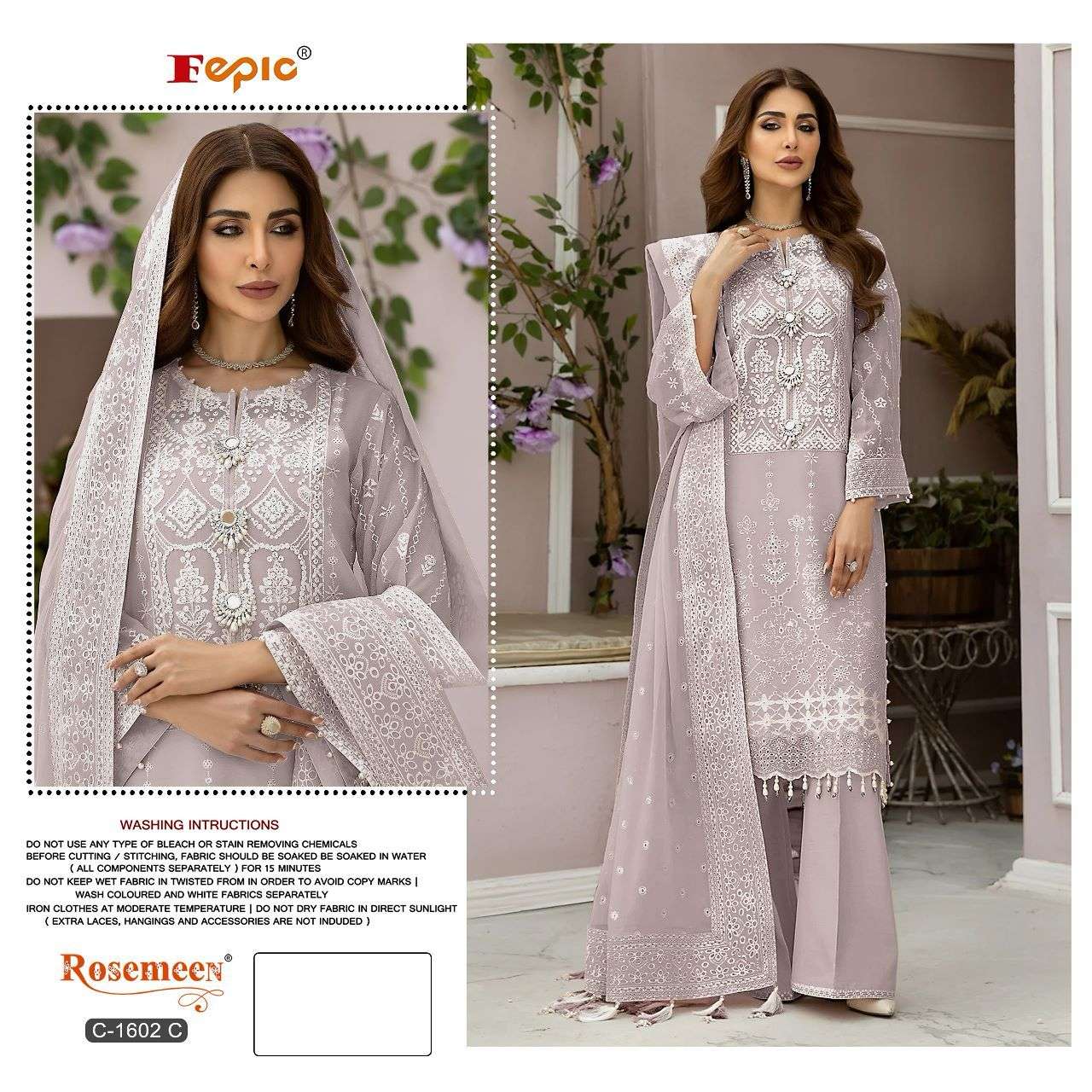 fepic by rosemeen 1602 colours organza embroidered salwar kameez wholesale price 