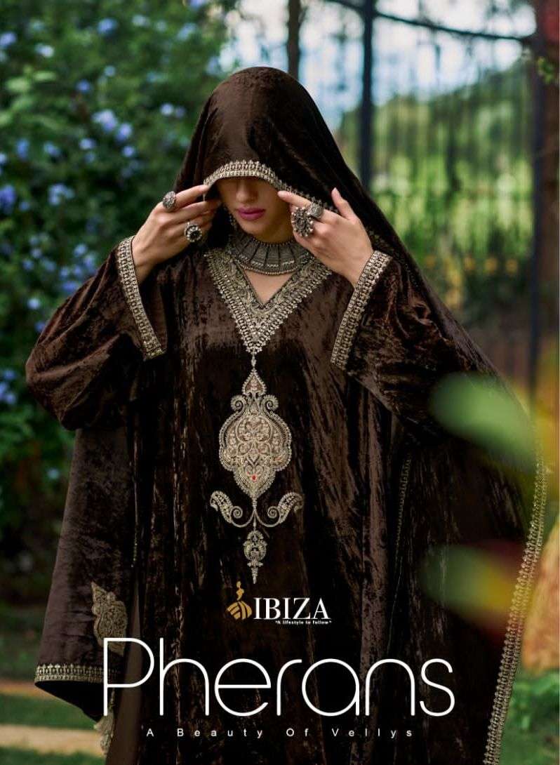 ibiza lifestyle pherans 10496-10503 series velvet fancy embroidered winter wear collection wholesale price 