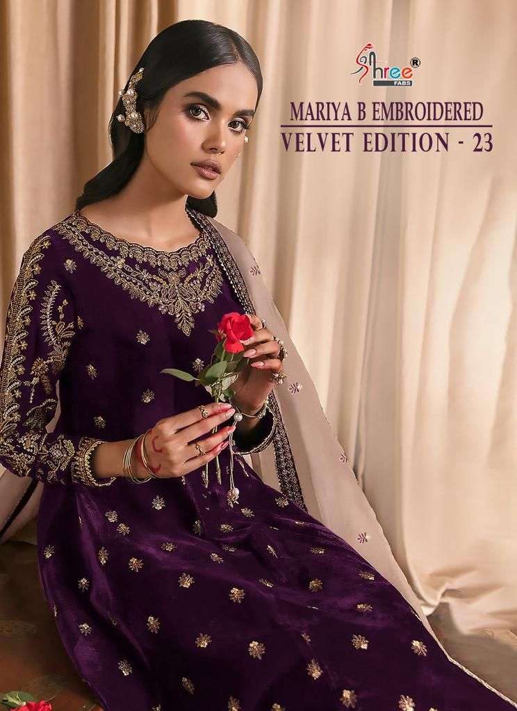 shree fabs maria b velvet edition 23 3187-3192 series latest pakistani salwar kameez wholesaler surat gujarat