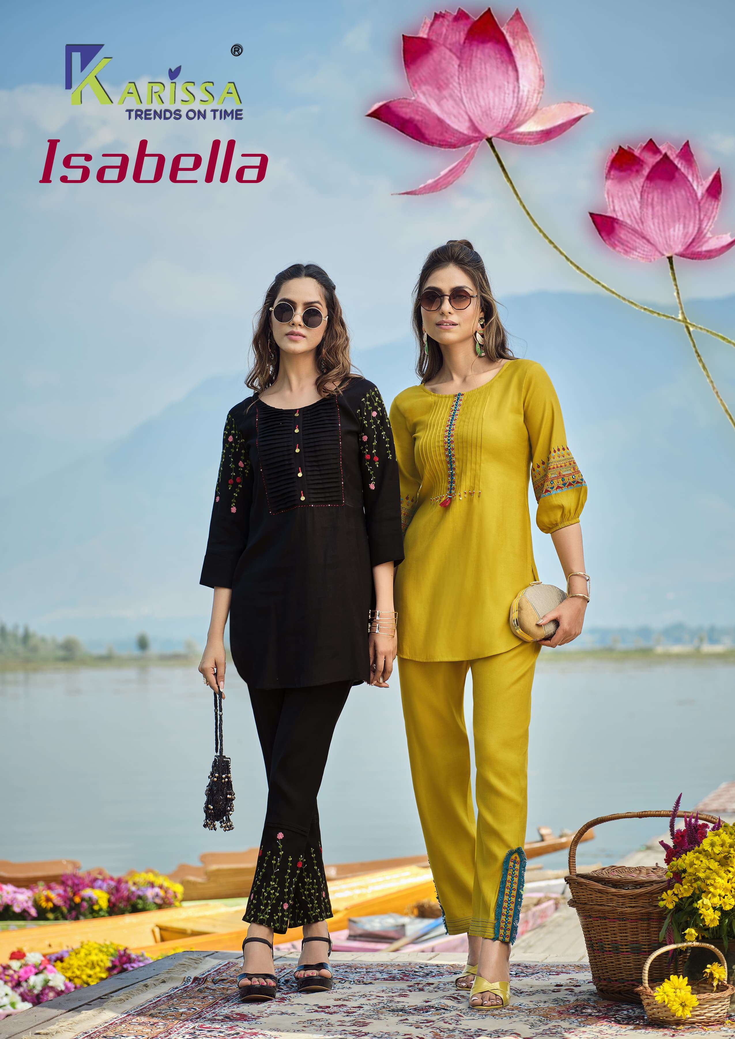 karissa trends isabella 1001-1004 series latest designer cord set wholesaler surat gujarat