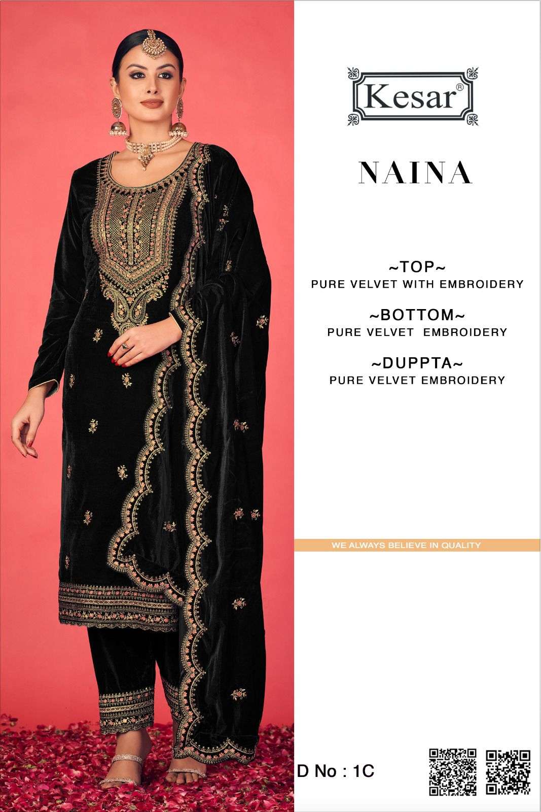 kesar naina velvet embroidered winter wear salwar kameez wholesale price surat