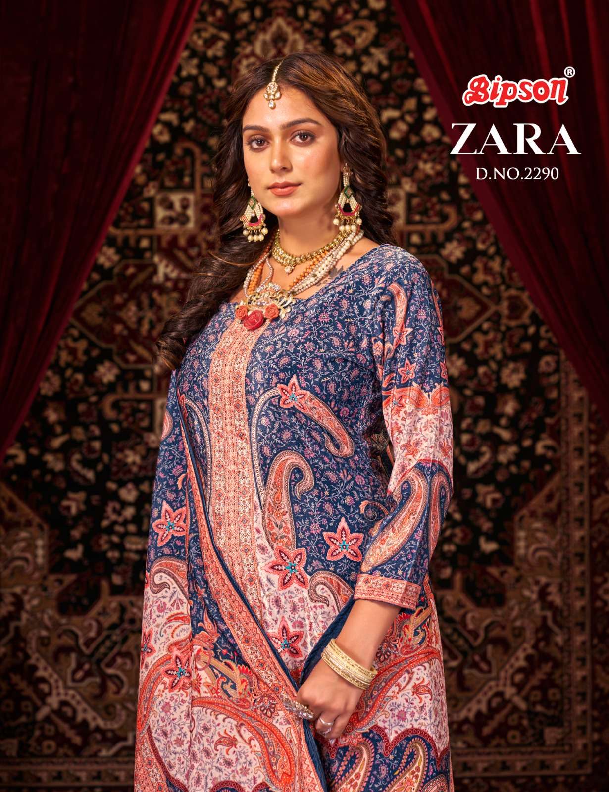 bipson zaara 2290 colours velver designer suits winter collection at wholesale price