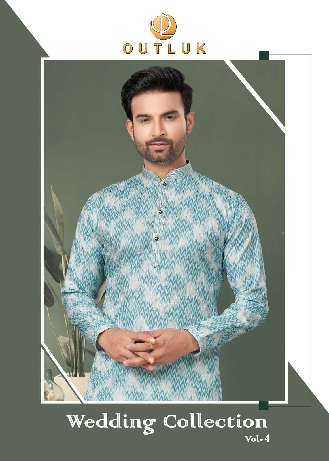 outluk wedding collection vol-4 4001 to 4006 series cotton work mens kurta with pajama set collection at wholesale price