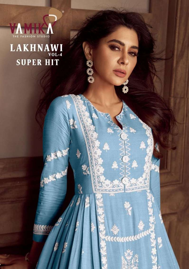 vamika lakhnavi vol-4 superhit 1023 colour series latest designer kurti set wholesaler surat gujarat