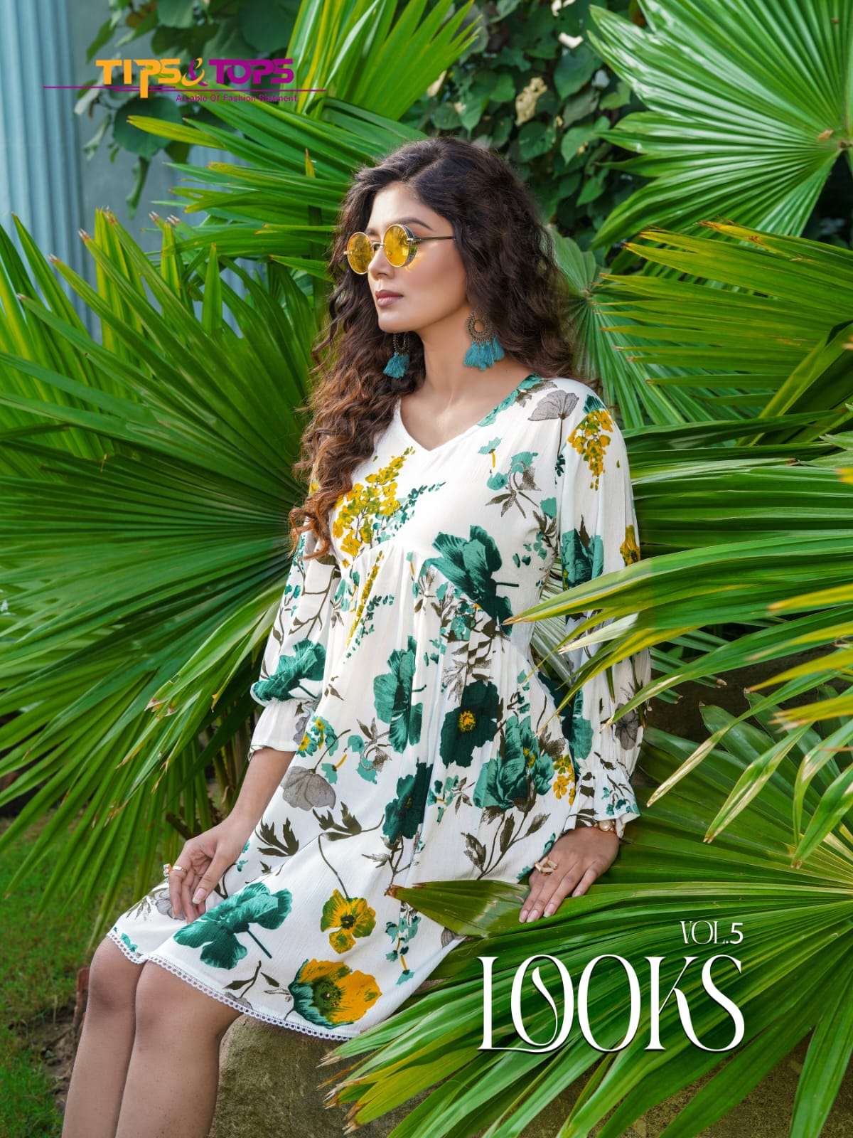 tips & tops looks vol-5 101-106 series rayon printed short kurtis collection at wholesale price