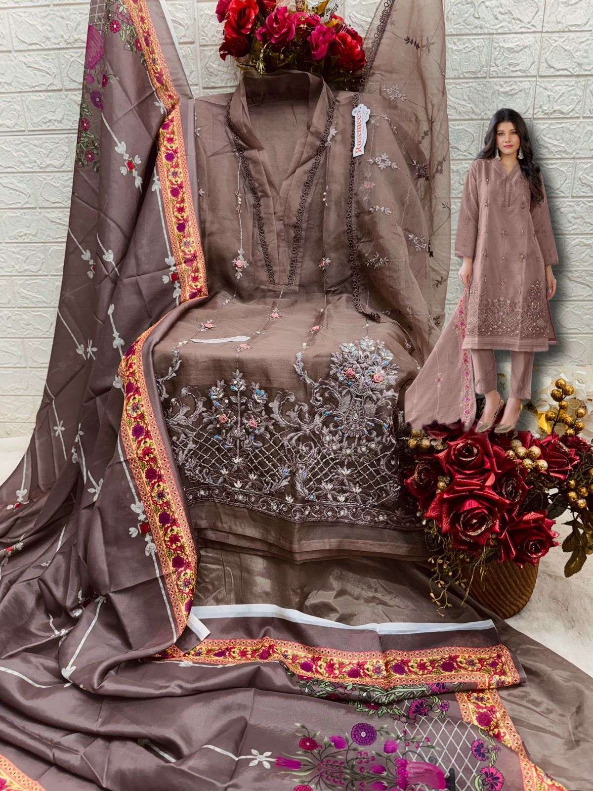 fepic 1668 series party wear organza embroidred pakistani unstich suits 2 pcs catalogue wholesale price surat
