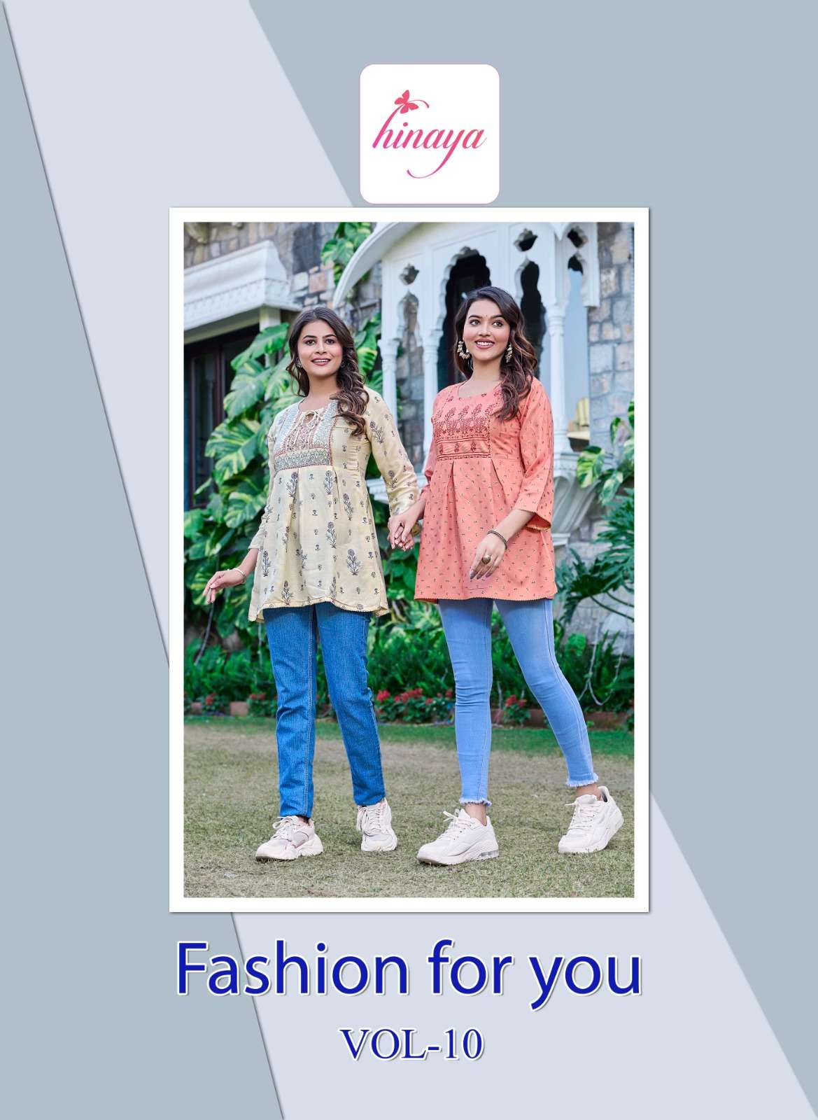 hinaya fashion for you vol-10 10001-10008 series trendy western rayon short tops catalogue wholesaler surat gujrat 
