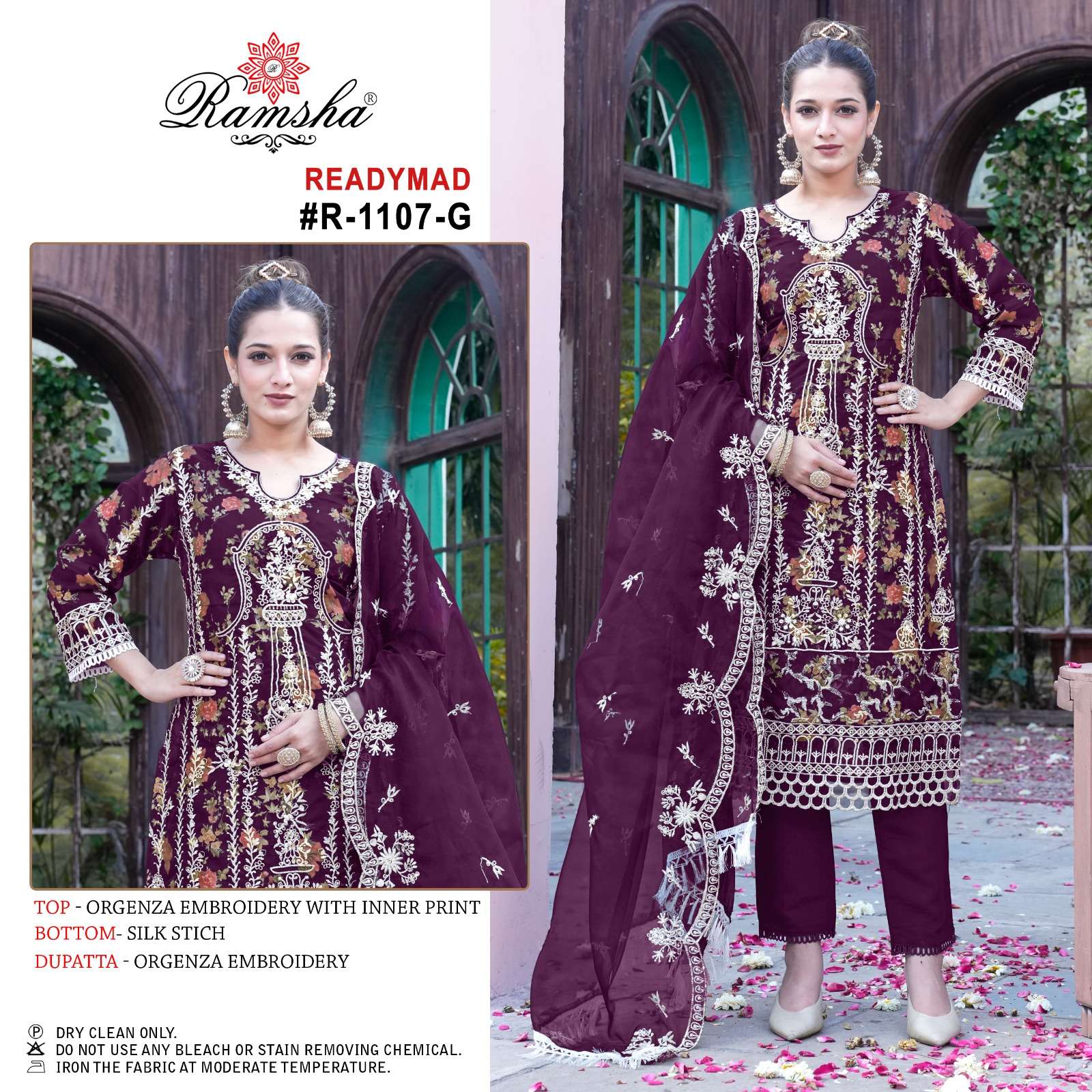 ramsha 1107 designer ready made organza embroidred salwar kameez wholesale dealer surat