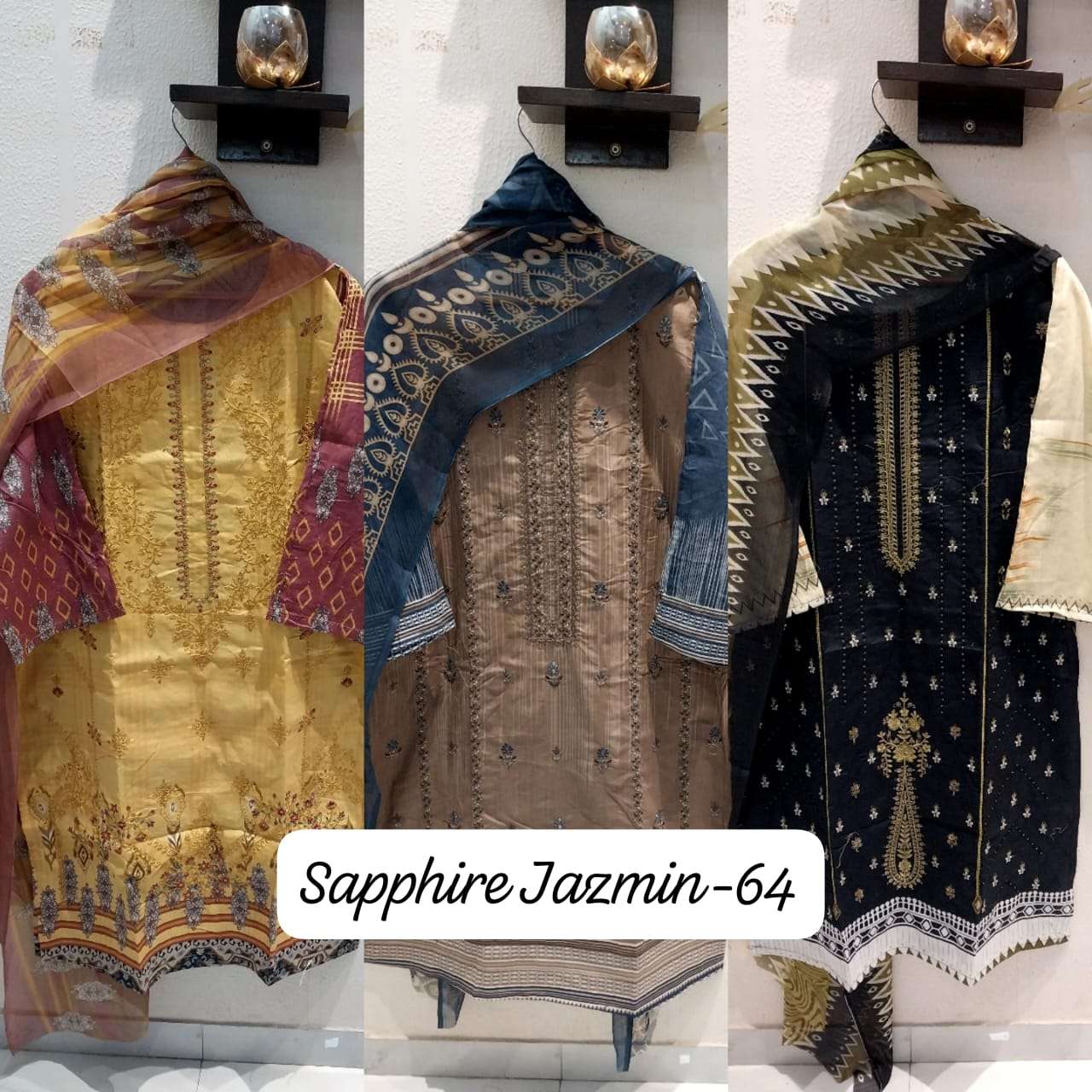 sapphire jazmin vol 64 pakistani lawn cotton embroidred ready to wear suits collection  