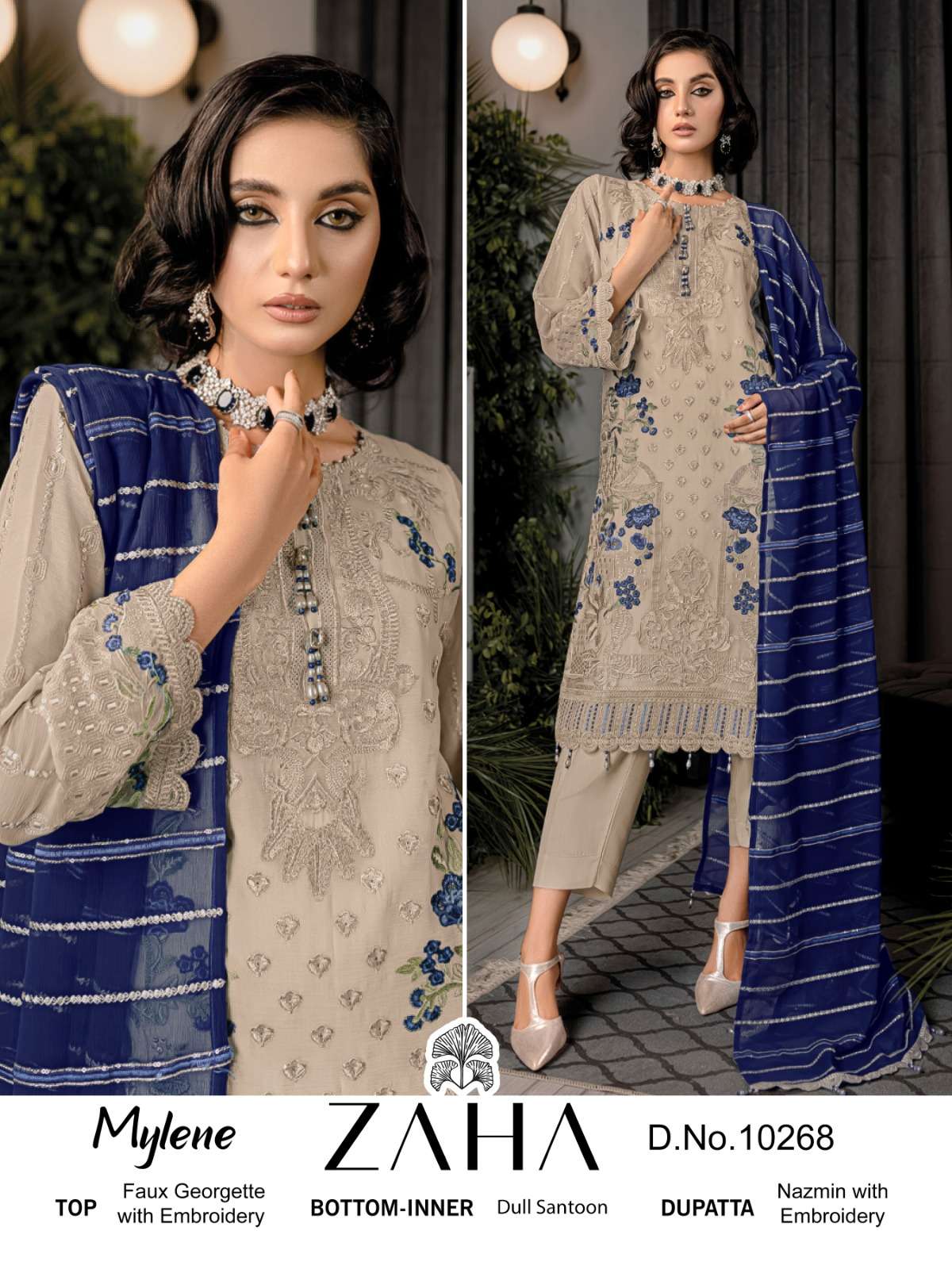 zaha mylene vol 1 10267-10269 series exclusive georgette embroidred suits pakistani hit list surat