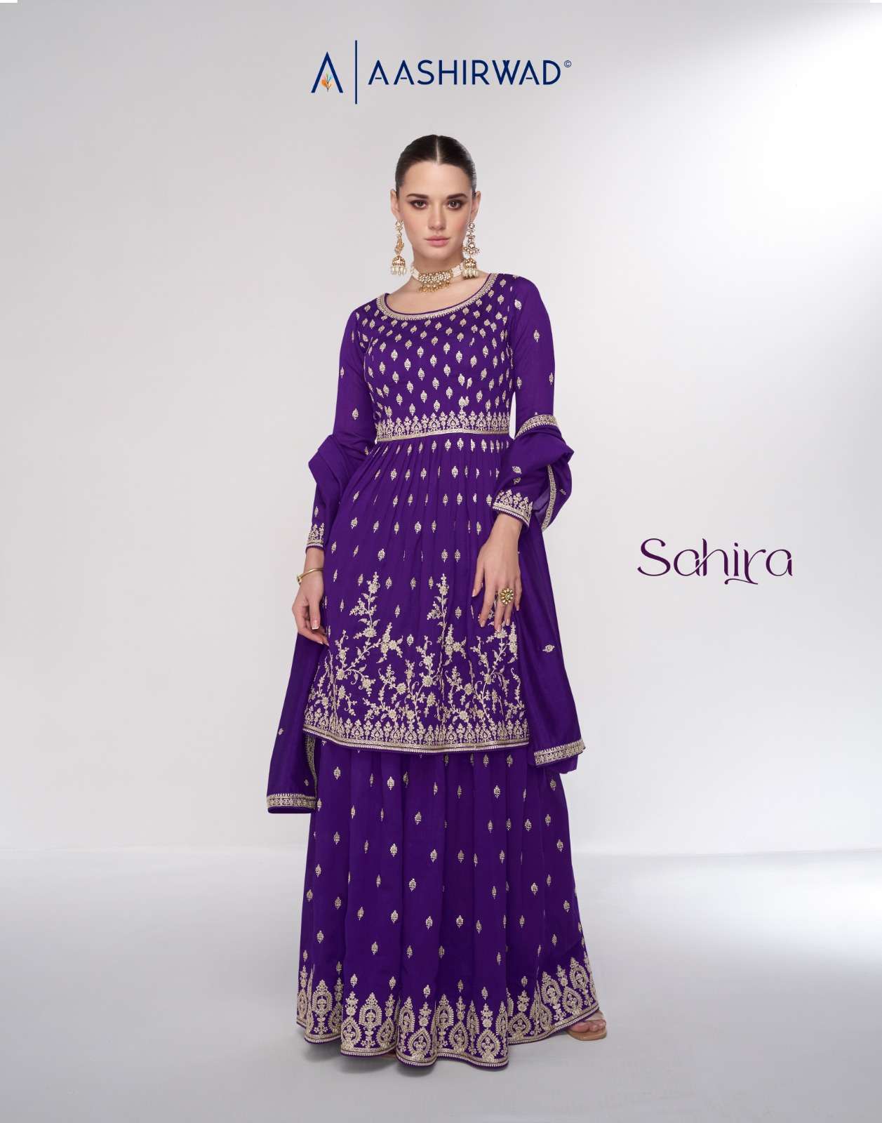 aashirwad creation sahira premium silk designer party wear suits wholesale price surat gujarat 