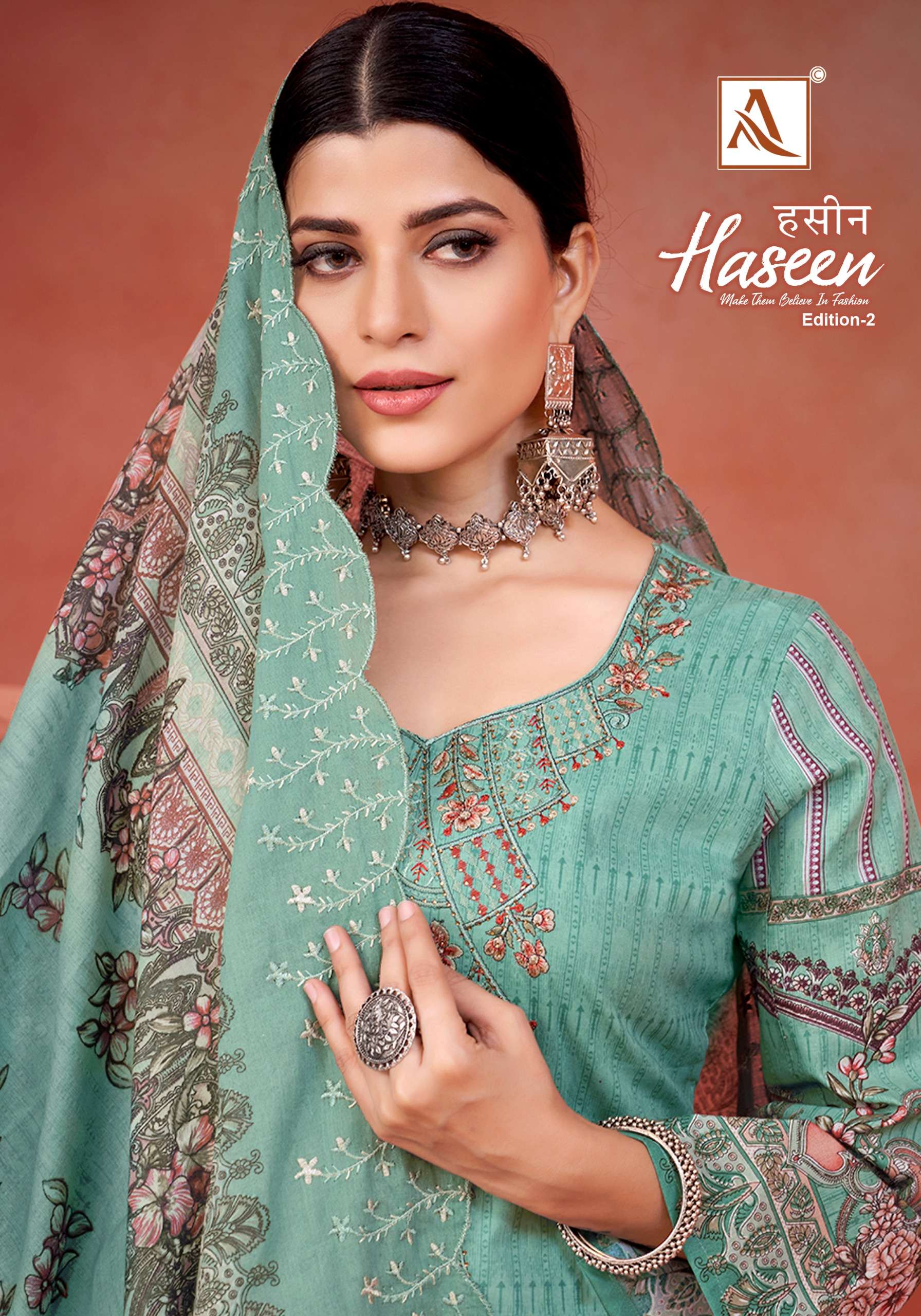 alok suit haseen vol-2 pure cotton cambric designer salwar kameez dress material wholesale rate dealer surat gujarat