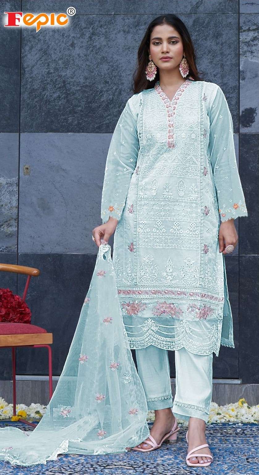 fepic iraaday organza embroidered pakistani salwar kameez catalogue wholesale price surat gujarat