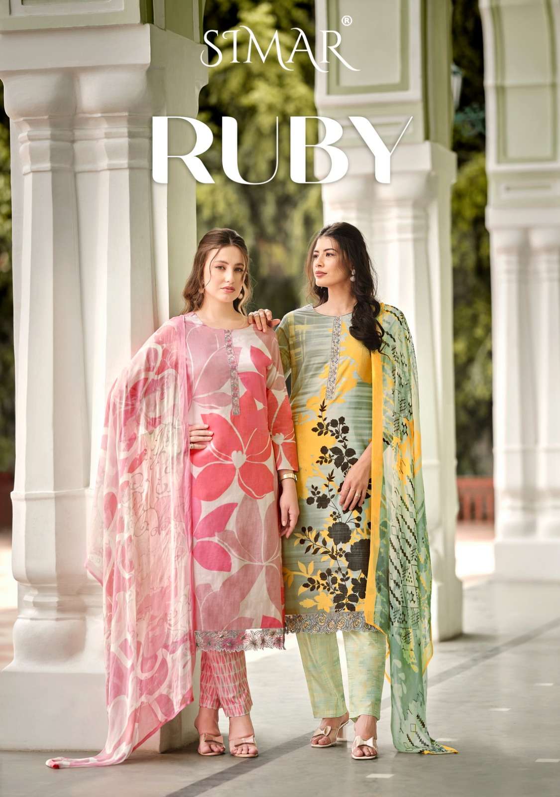 glossy ruby 5031-5036 series digital print designer salwar kameez catalogue surat gujarat 
