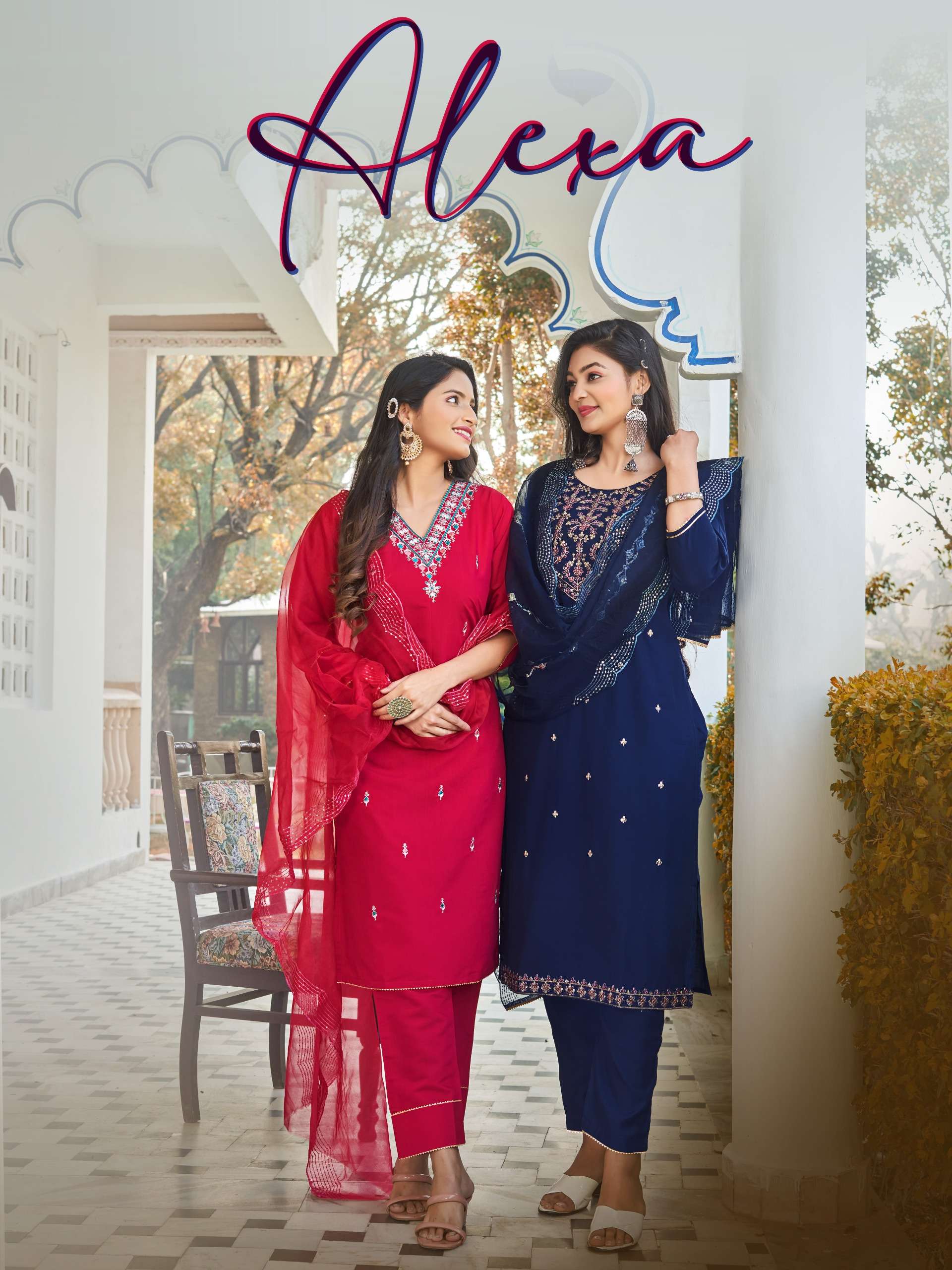 hinaya alexa vol 1 roman silk exclusive party wear stich kurti pant set catalogue buy best rate surat  