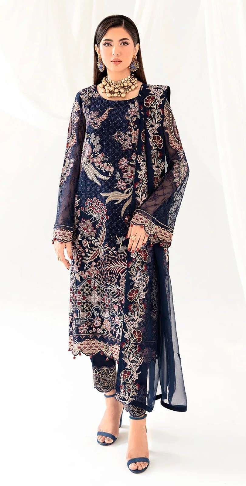 mushq 263-268 series heavy faux georgette embroidered pakistani salwar suits wholesale price surat gujarat