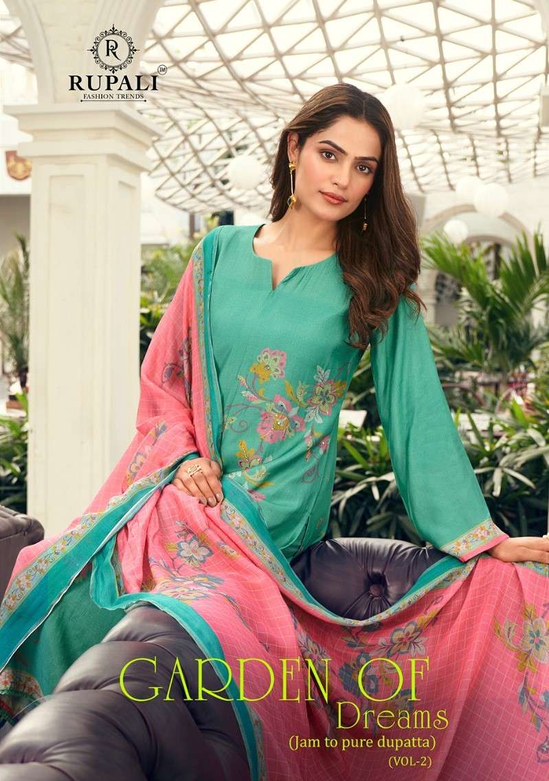 rupali fashion garden of dreams vol-2 2501-2506 series unstich designer salwar kameez catalogue dealer surat gujarat