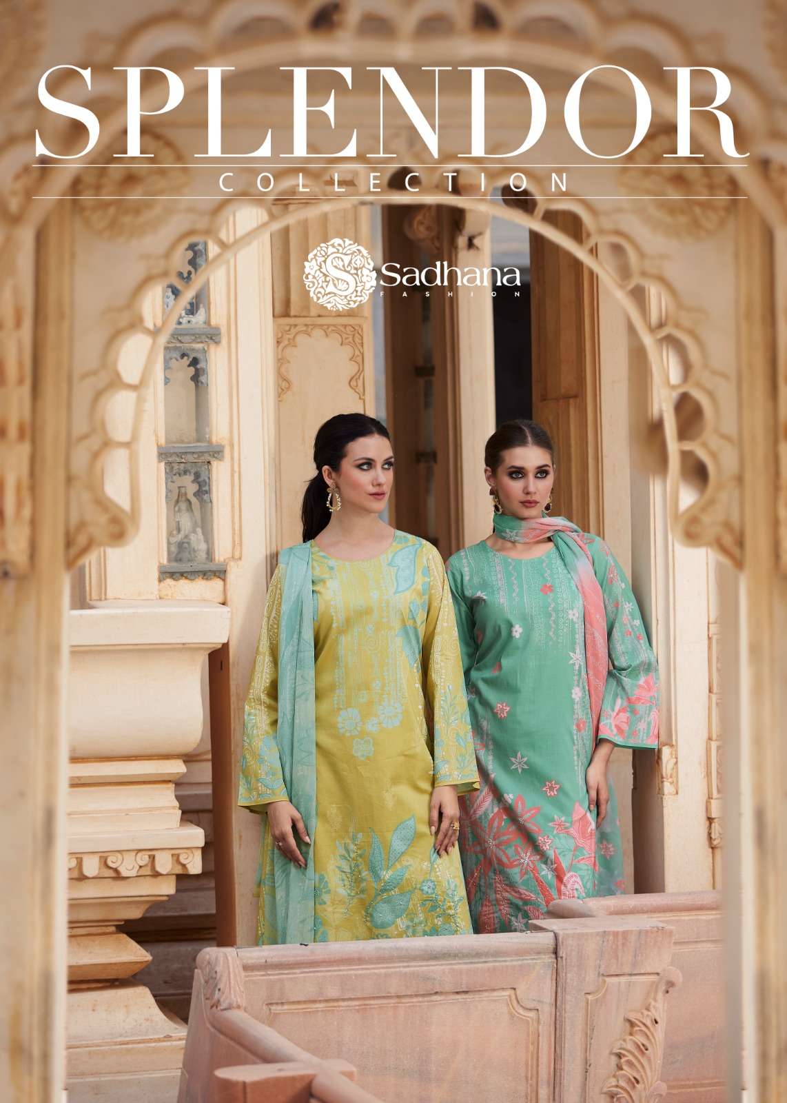 sadhana splendor 1001-1008 series designer party wear lawn cotton dress material summer catalogue 