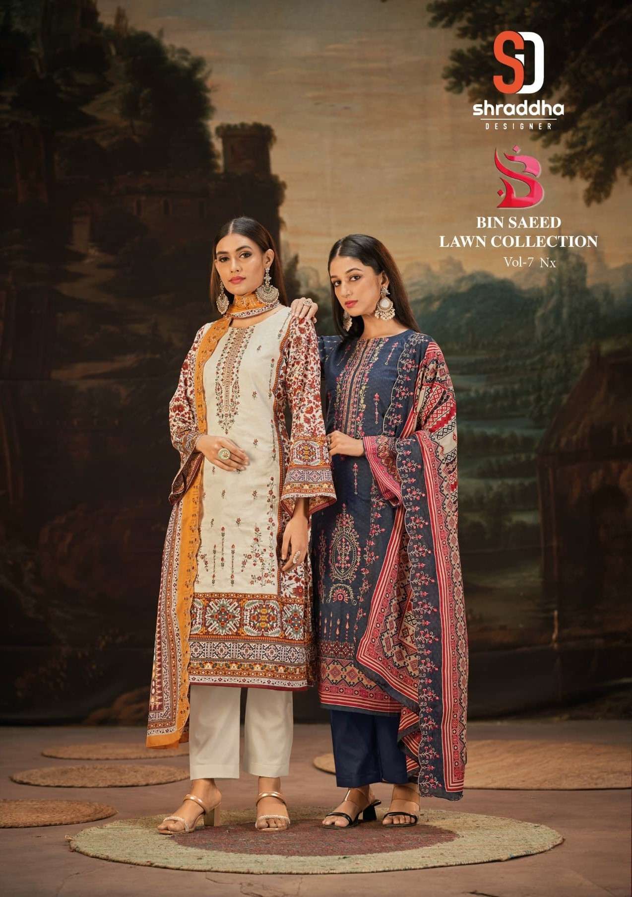 shraddha designer bin saeed vol-7 nx exclusive pure cotton printed salwar kameez set wholesaler