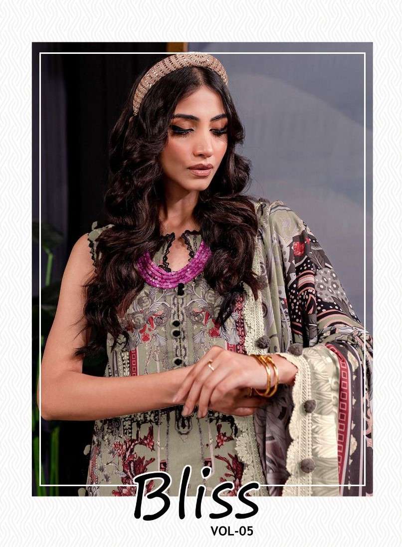 shraddha designer bliss vol-5 5001-5006 series lawn cotton designer ready to wear suits catalogue surat gujarat